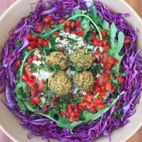 Gluten-free falafel salad from Wild Living Foods